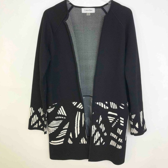 Calvin Klein Sweaters - Calvin Klein Cardigan Black White Geometric Wrap